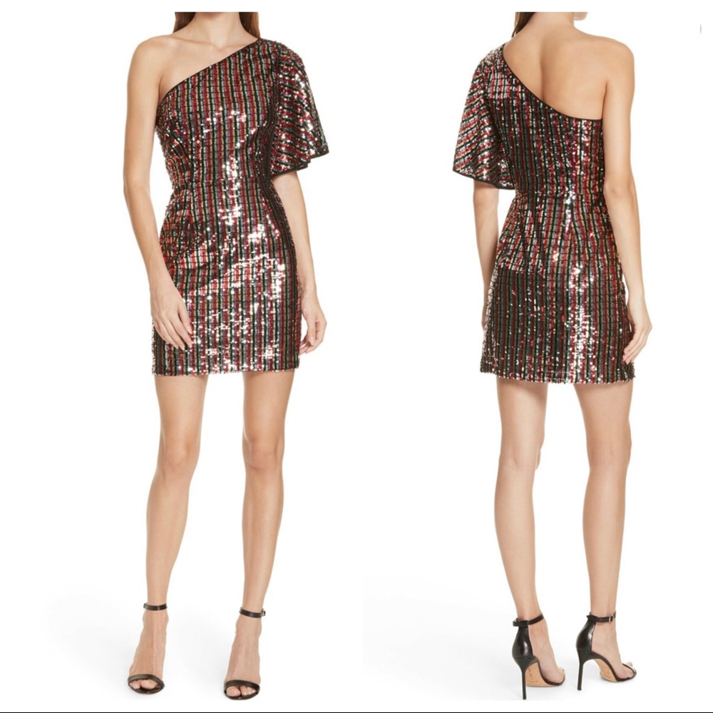 MILLY One Shoulder Sequin Dress